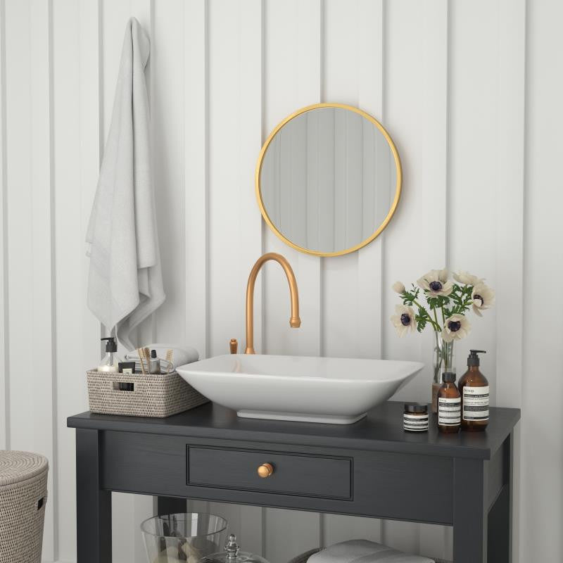 Julianne Round Metal Framed Wall Mirror, Gold, 20"