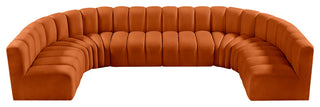 Arc Velvet Upholstered 8-Pc. U-Shaped Modular Sectional, Cognac