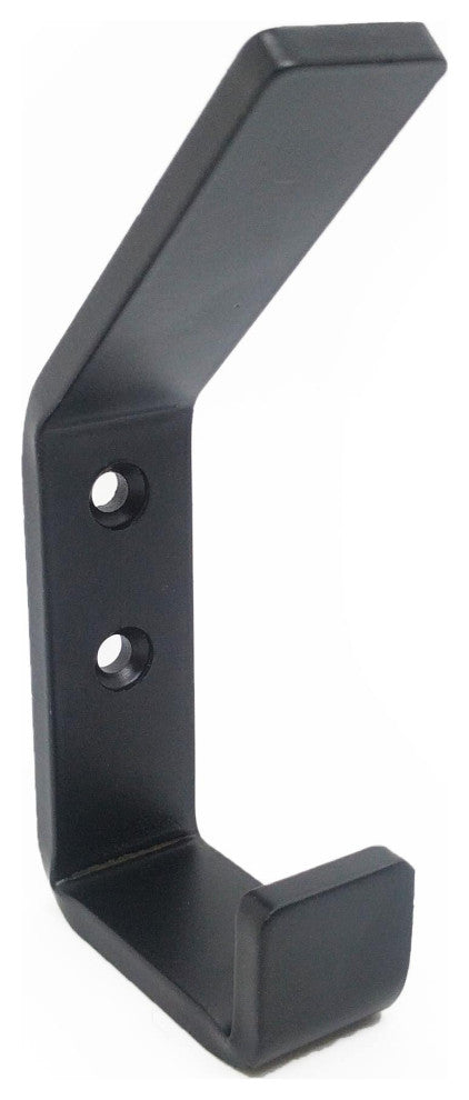 (4) Double Coat Hook Tilted Black Steel Iron Modern Farmhouse Rustic Industrial