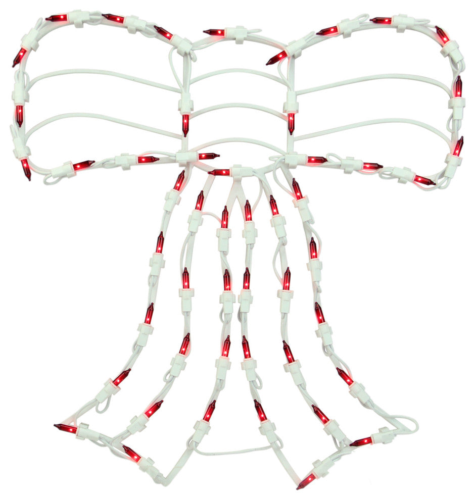 18" Lighted Red Bow Christmas Window Silhouette Decoration