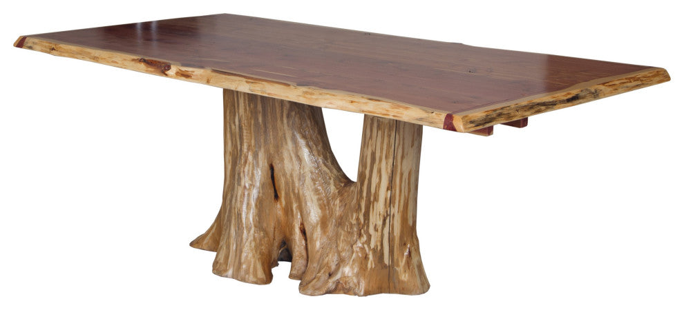 Red Cedar Log Stump Dining Set, 42" X 84"
