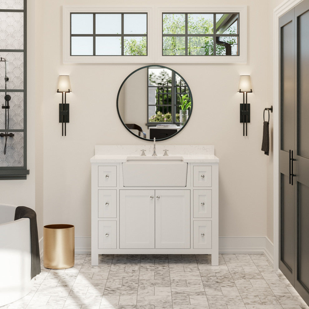 Yorkshire 42" Bathroom Vanity, White, Engineered Marble