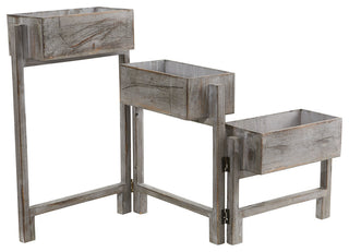 3.5' Gray Washed Expandable Decorative Planter