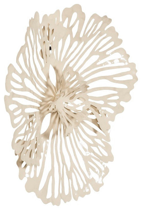 Flower Wall Art, Extra Small, Ivory, Metal