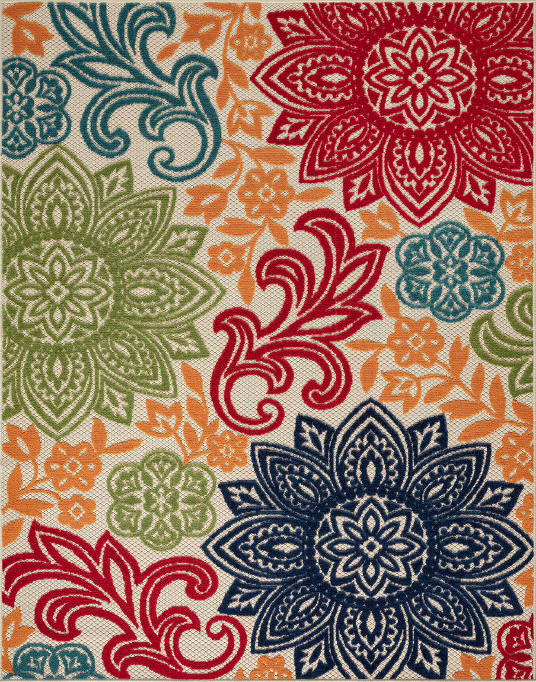 Omalley Modern Floral Area Rug, Multi-Color, 5'3" X 7'3"