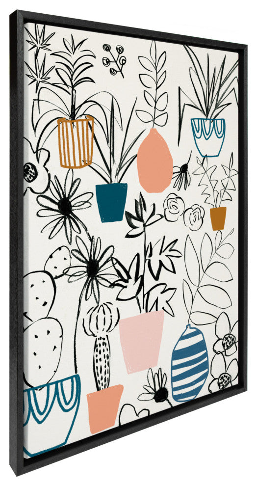 Sylvie Plant Kingdom  Framed Canvas by Teju Reval, Black 23x33
