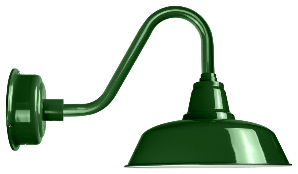 12" Farmhouse LED Barn Light With Vintage Arm, Green
