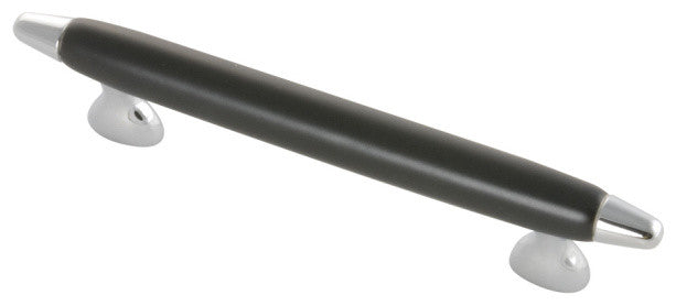 Belwith Hickory 96mm Aero Chrome With Black Cabinet Pull P3393-CHB Hardware