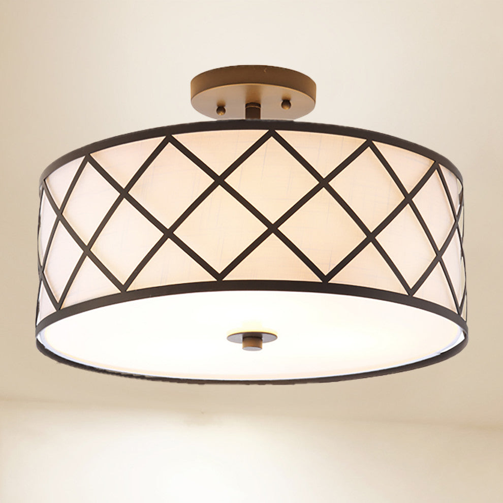 Elizabeth Metal LED Flush Mount, 16.75", Oil Rubbed Bronze, White Shade