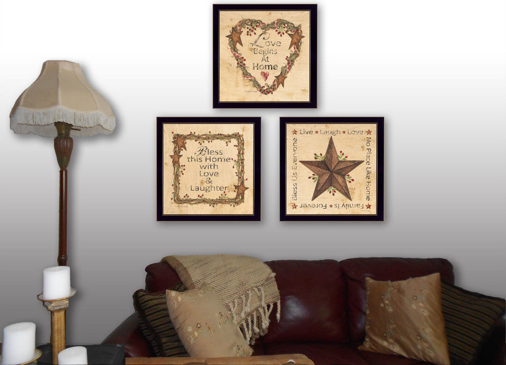 "Love Begins at Home" Collection By Linda Spivey, Printed Wall Art, Black Frame