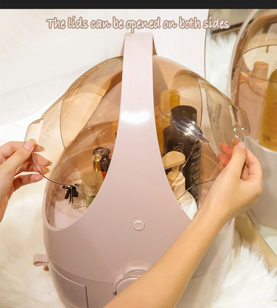 CozyBlock Small Modern Makeup Container Storage, Pink, Cosmetic Display Box