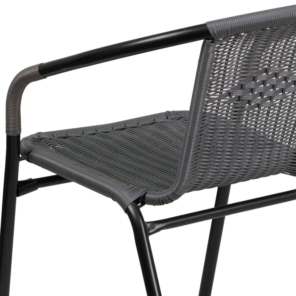 2 Pack Rattan Indoor-Outdoor Stack Chair, Gray