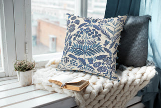 Off-White and Navy Bohemian Throw Pillow