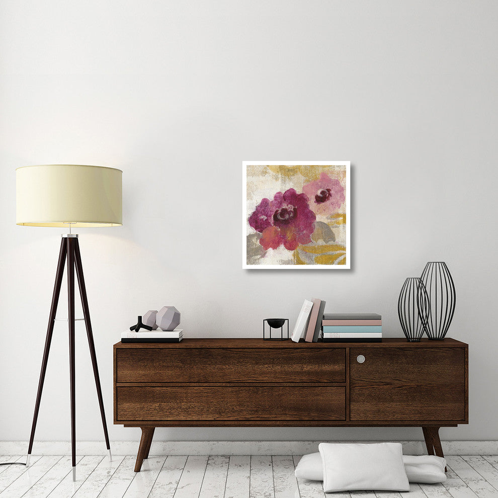 "Elegant Fresco Floral Gold Flower II" Paper Print by Silvia Vassileva, 26"x26"