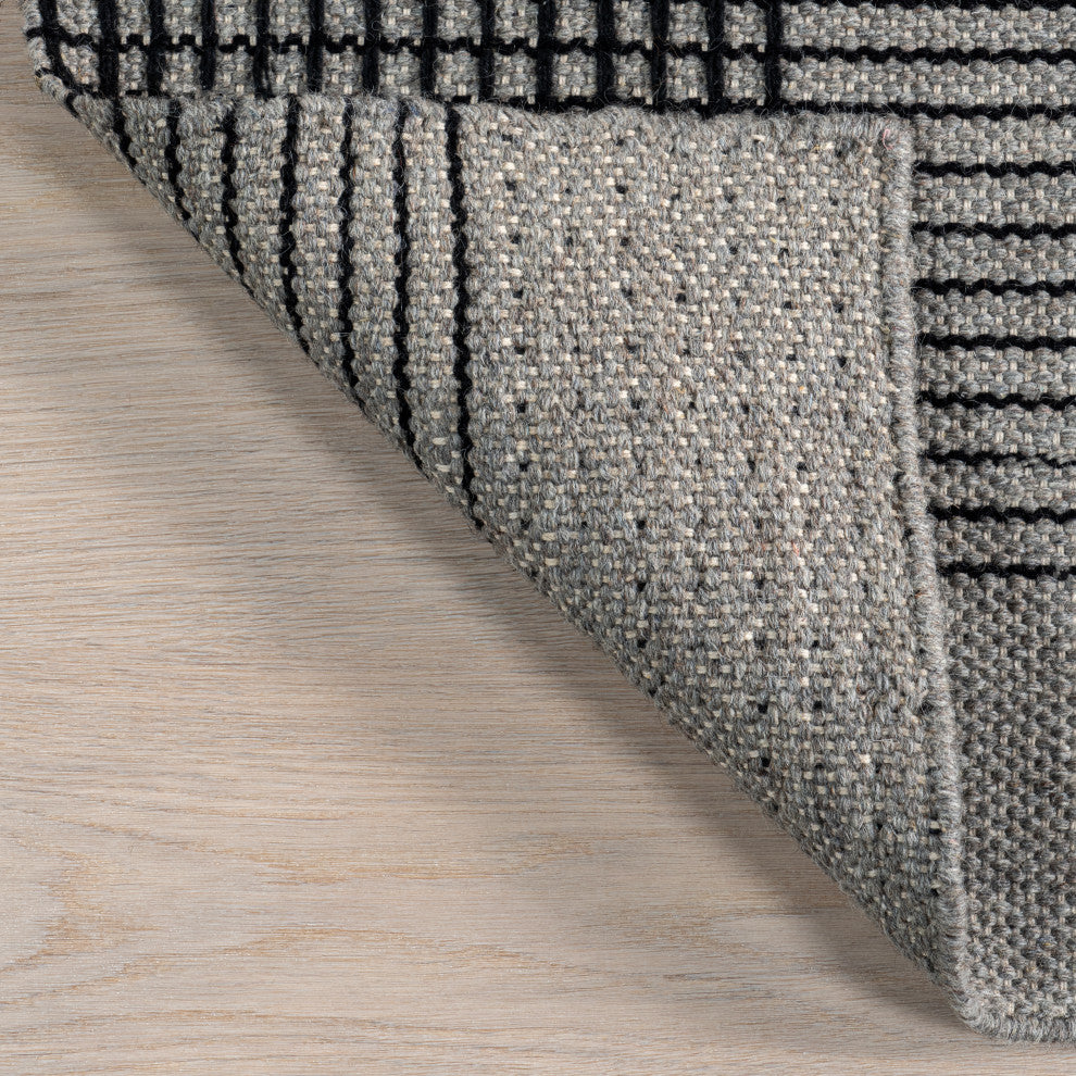 Oregon Plaid Wool Area Rug, Grey 4'x6'