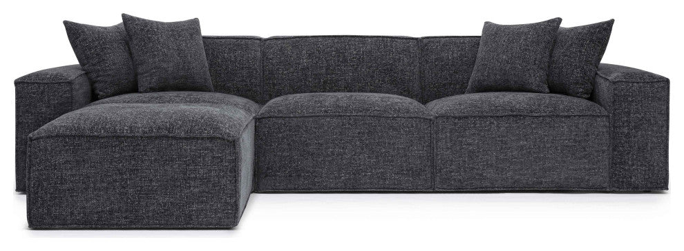 Mindy Chenille Basketweave Modular Sectional, Charcoal