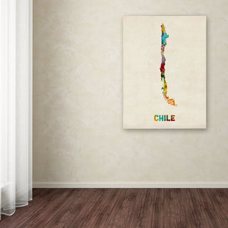 'Chile Watercolor Map' Canvas Art by Michael Tompsett