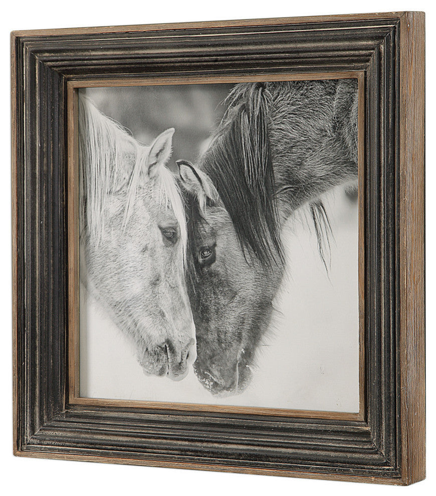 Custom Black And White Horses Print