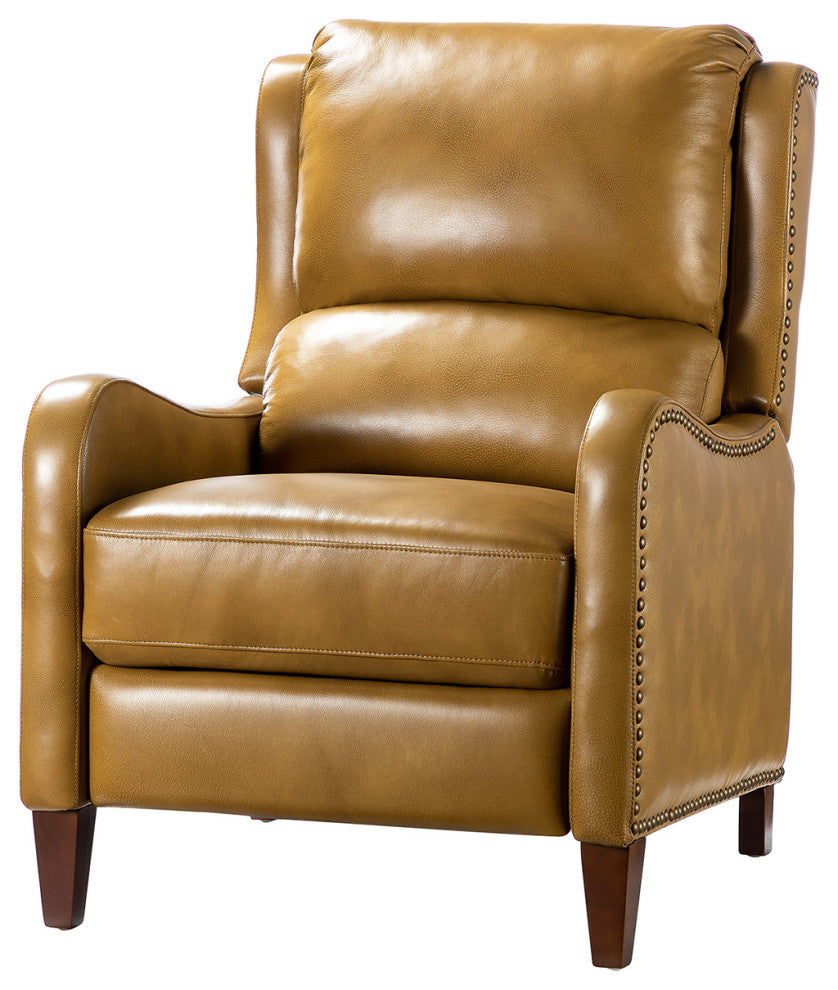 Genuine Leather  Push back Recliner With Wingback, Camel
