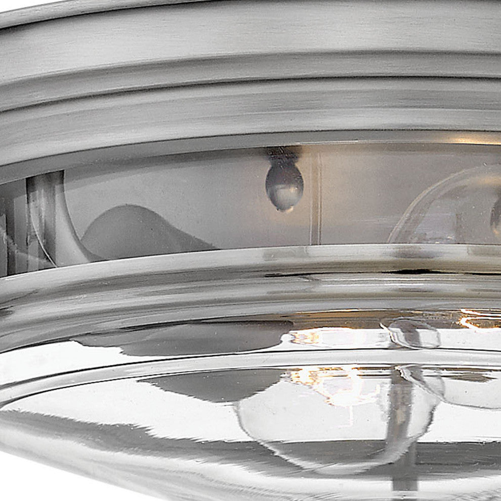 Hinkley Hadley Small Flush Mount, Antique Nickel With Clear Glass