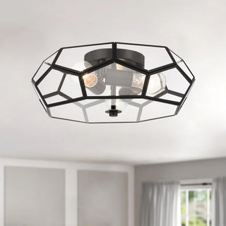 3 Light 15.75'' Unique/Statement Geometric Flush Mount, Black