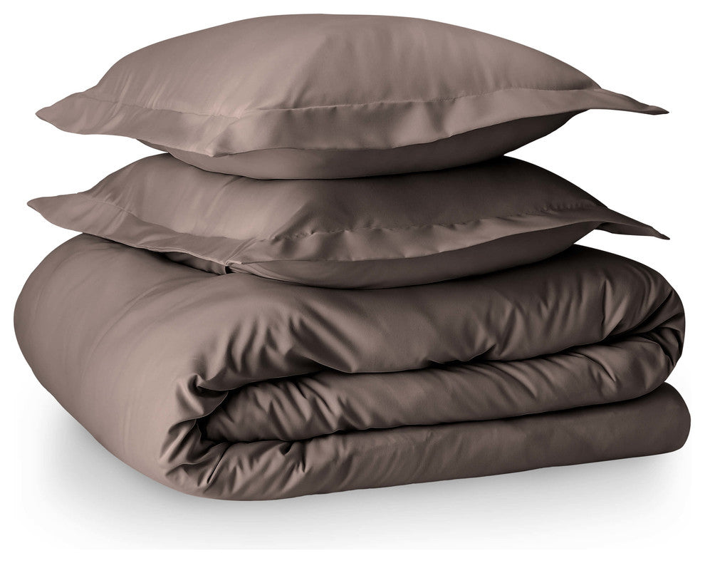 Bare Home Microfiber Duvet Insert & Duvet Cover Set, Taupe, Twin/Twin Xl