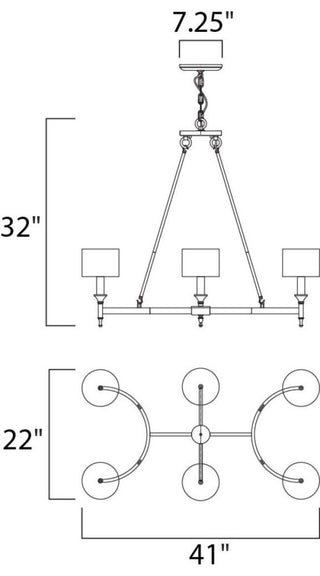 Maxim 22376OMN Fairmont 6 Light 41" Linear Chandelier - Aged Brass