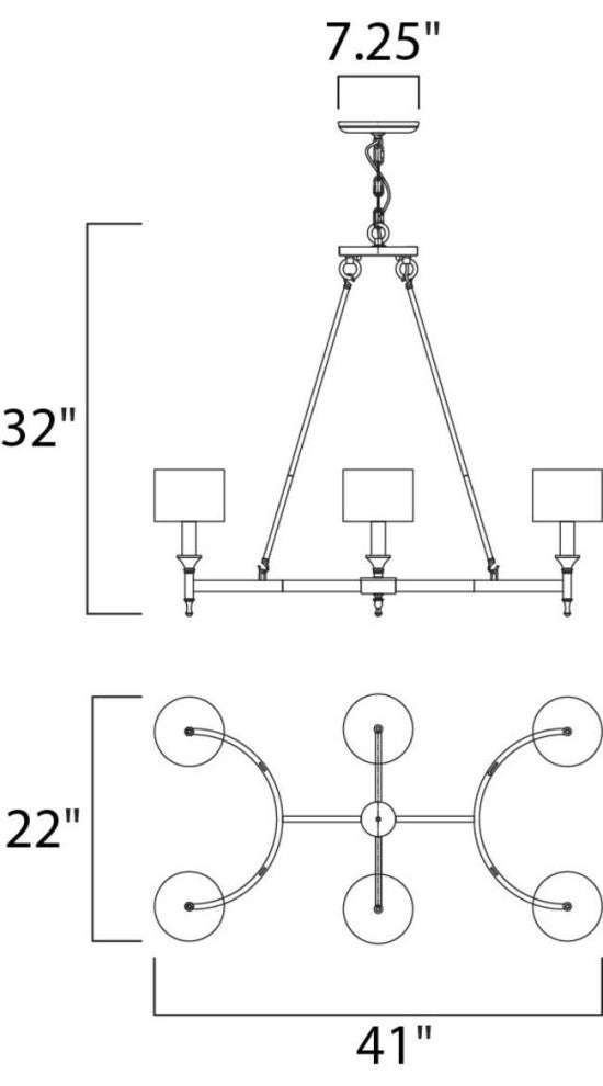 Maxim 22376OMN Fairmont 6 Light 41" Linear Chandelier - Aged Brass