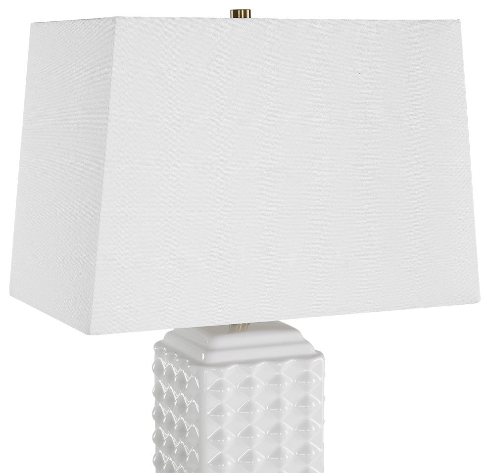 Contemporary 15" x 25" Ceramic Gloss White Ceramic Lamp