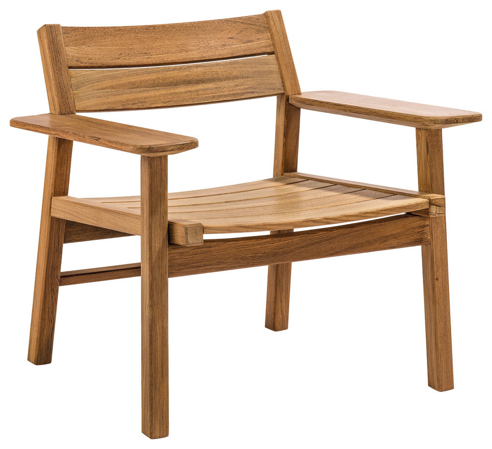 Djuro Lounge Chair and Stool, Teak, 2-Piece Set