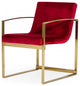 32" Lux Red Velvet and Gold Armchair