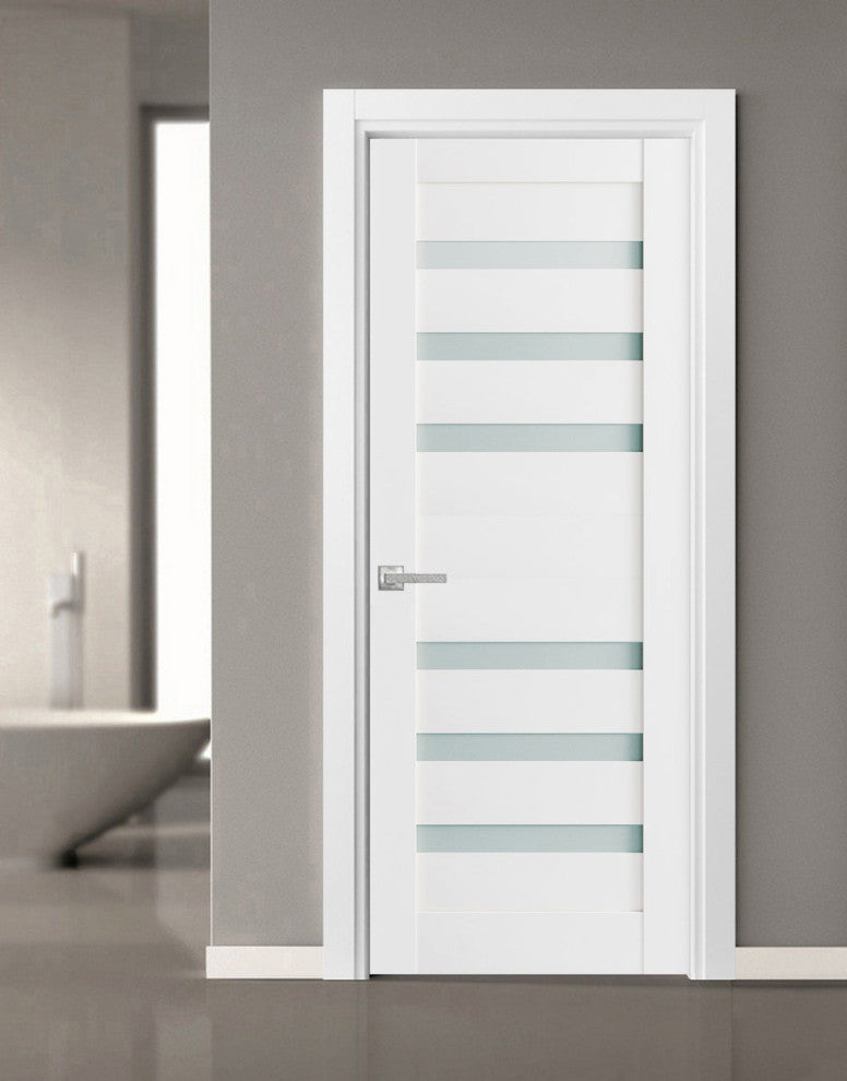 Solid French Door Frosted Glass | Quadro 4266 White Silk | -24 x 96