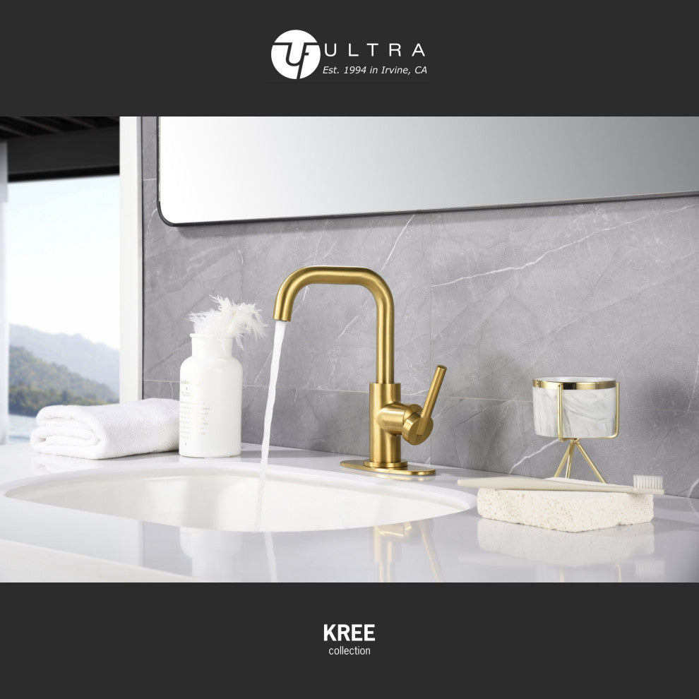 Ultra Faucets UF3070X Single Handle Bathroom Faucet, Brushed Gold