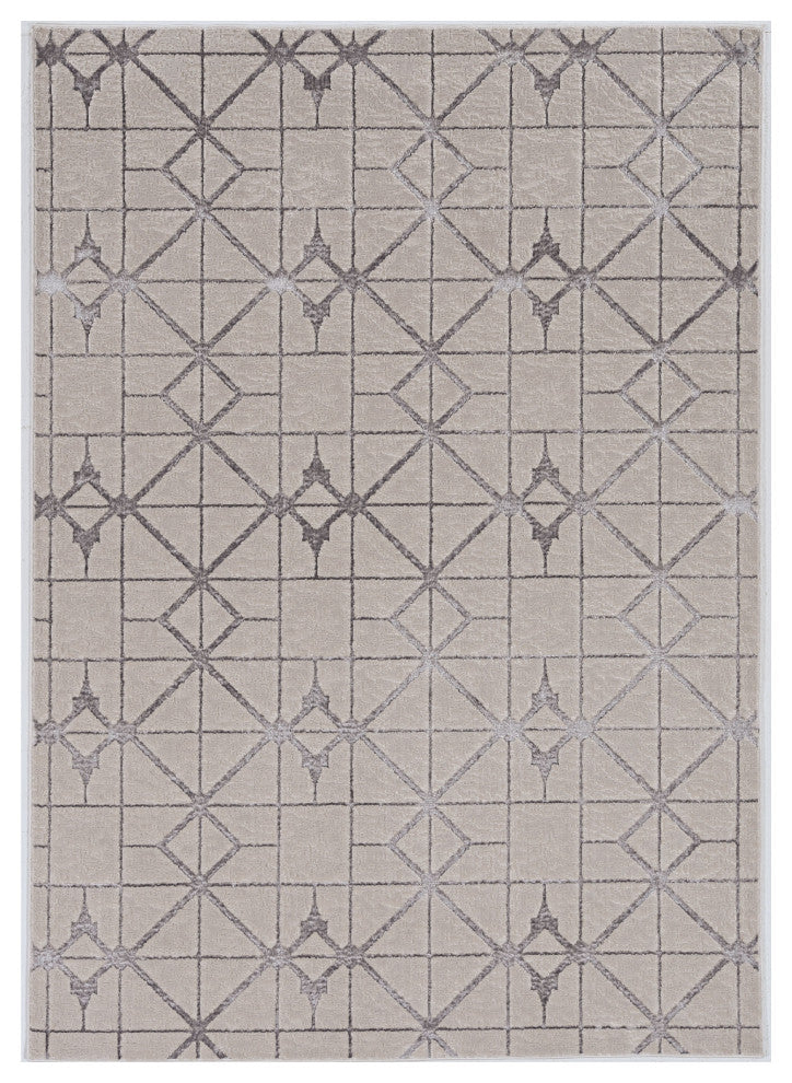 HomeRoots 118" X 158" Ivory or Silver Polypropylene or Polyester Rug