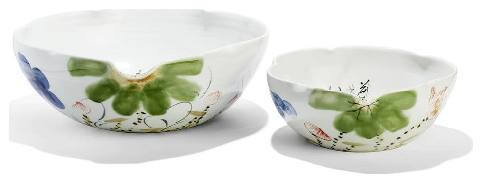 Two's Company Japanese Flower Blossoms Free Form Bowls, Set of 2