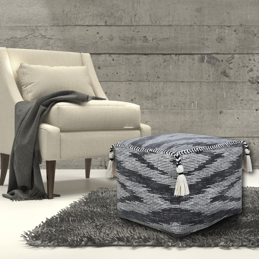 Gray Modern Electrostatic Geometric Pouf Ottoman