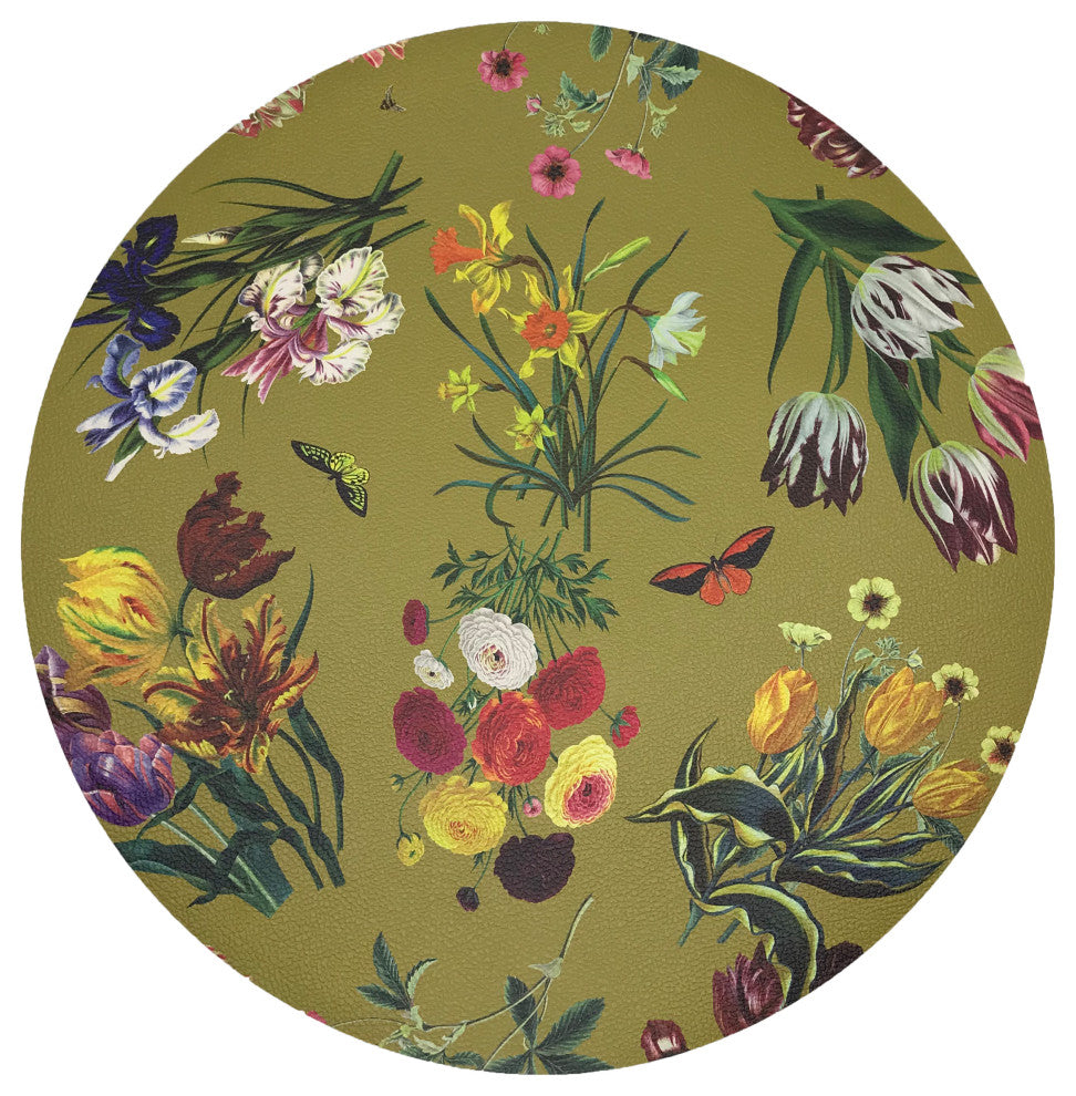 Flora Fauna Acid 16" Round Pebble Placemat, Set of 4