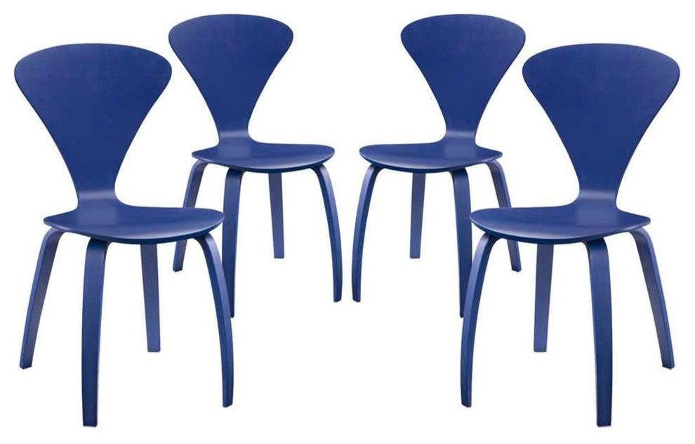 Modern Contemporary Dining Chairs Set of 4, Blue, Wood
