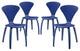 Modern Contemporary Dining Chairs Set of 4, Blue, Wood