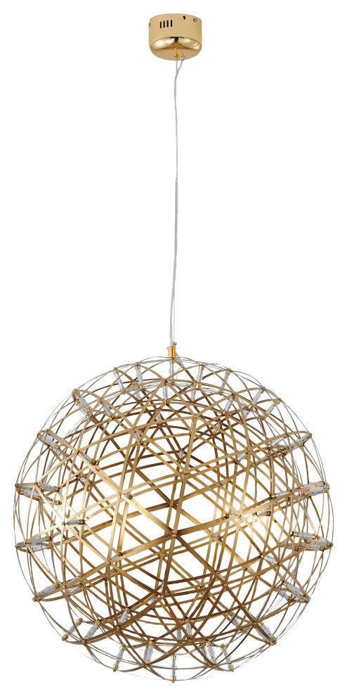 92-Light Gold Stainless Steel LED Chandelier With LED Star Lights