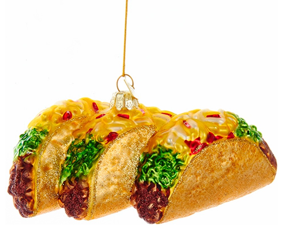 Kurt Adler Noble Gems Beef Tacos Christmas Holiday Ornament Glass