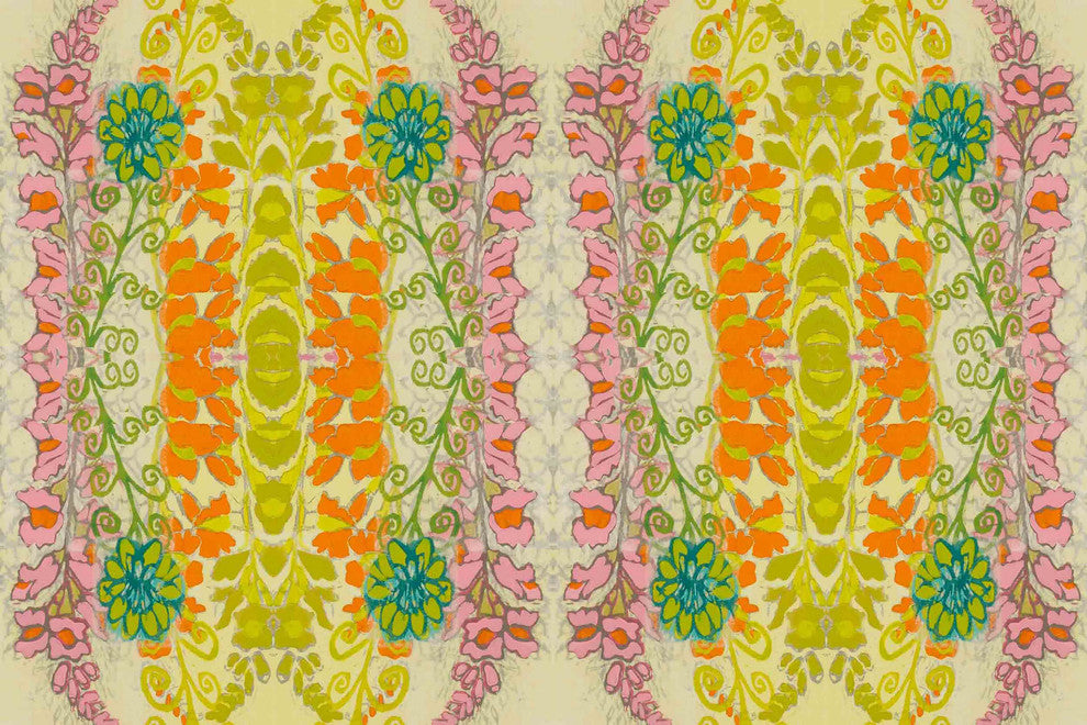 "Snapdragons Textile" Painting Print on Wrapped Canvas