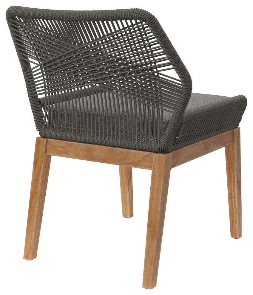 Wellspring Outdoor Patio Teak Wood Dining Chair, Gray Graphite