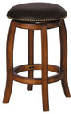 Chelsea Counter Height Stool With Swivel, Black Leather & Vintage Oak