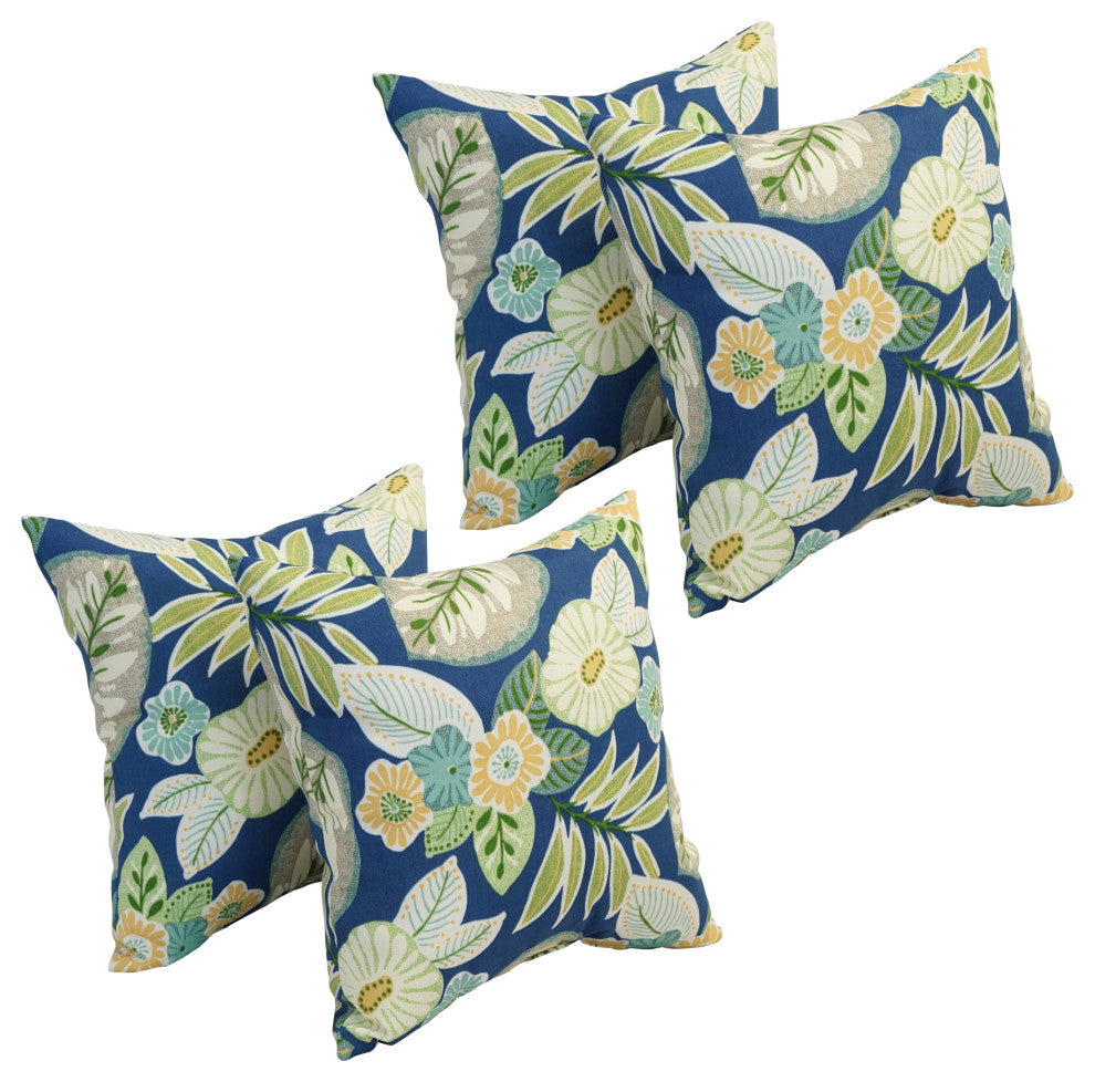 17" Square Polyester Outdoor Throw Pillows, Set of 4, Marlow Pool