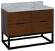 Mia 48" Bathroom Vanity, Walnut, Carrara Marble