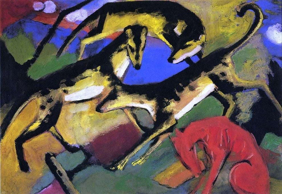Franz Marc Playing Dogs - 18" x 27" Premium Canvas Print