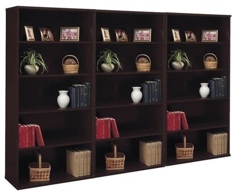 Bush Business Furniture Series C 5 Shelf Wall Bookcase in Mocha Cherry