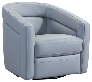 Desi Contemporary Swivel Accent Chair in Dove Gray Genuine Leather