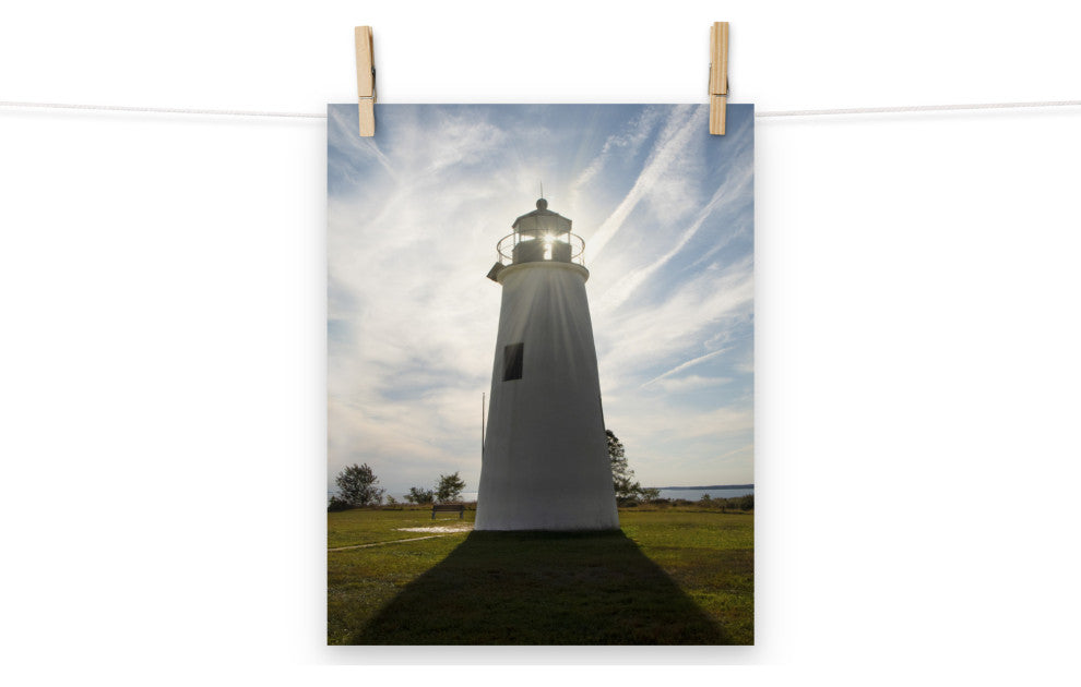 Turkey Point Lighthouse with Sun Flare Unframed Wall Art Prints, 11" X 14"